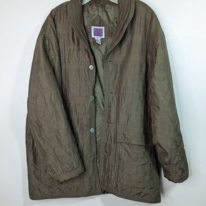 One Eight Hundred One 800 M Mens Silk Puffer Jacket Streetwear Army Green Repair